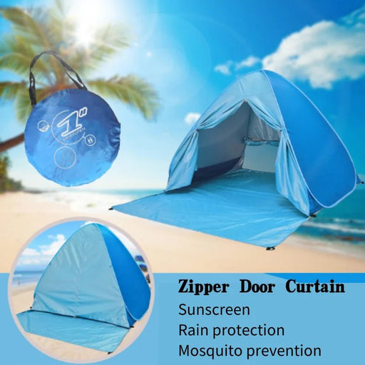 Automatische instant pop - up strandtent - UV - bescherming & waterdicht met deurgordijn - Bivakshop