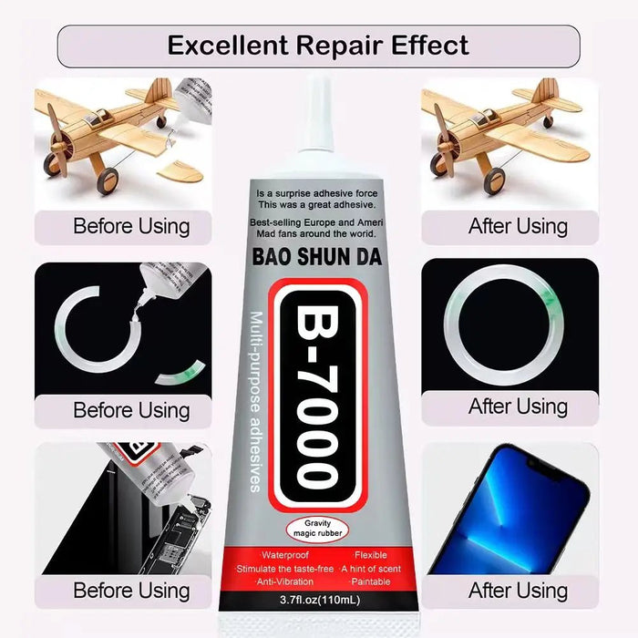 B7000 Universele Reparatielijm – Sterk, Waterdicht & Snelle Hechting (15 - 110ml) - Bivakshop