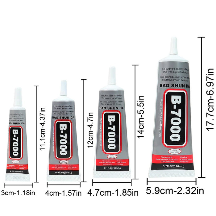 B7000 Universele Reparatielijm – Sterk, Waterdicht & Snelle Hechting (15 - 110ml) - Bivakshop