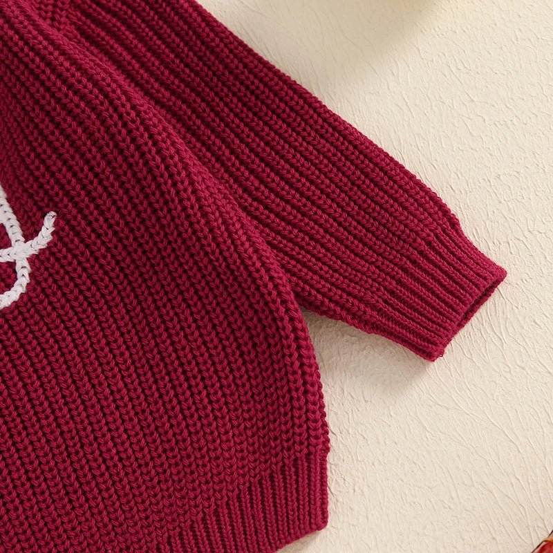 Baby kersttrui - Rendier en letter borduurwerk - Lange mouwen - Warme winterpullover - Bivakshop