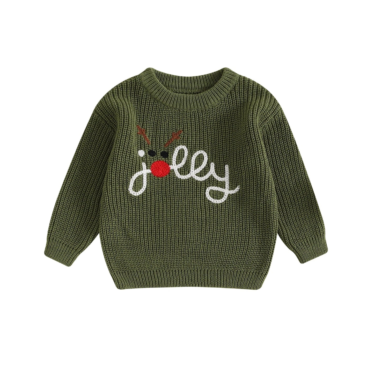 Baby kersttrui - Rendier en letter borduurwerk - Lange mouwen - Warme winterpullover - Bivakshop