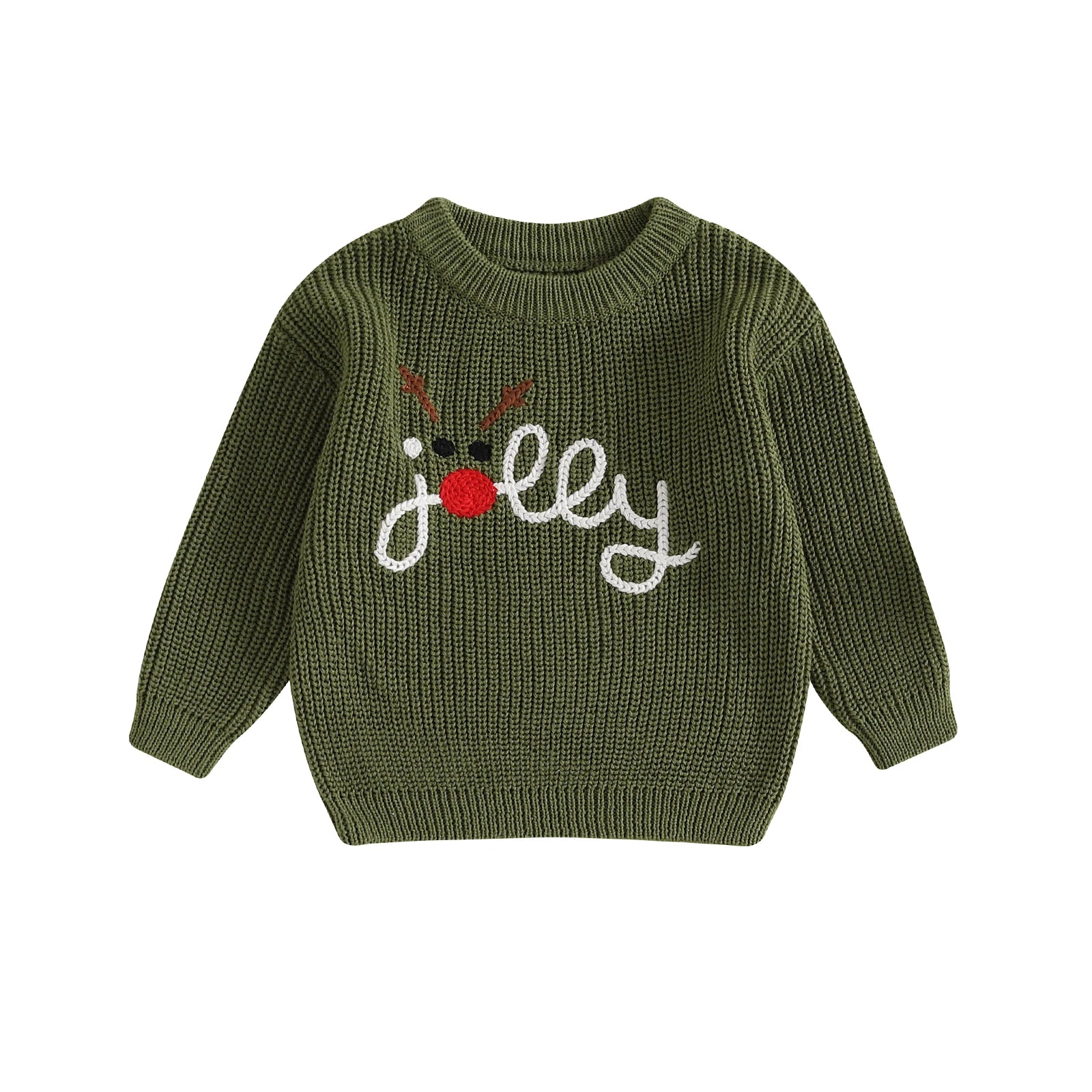 Baby kersttrui - Rendier en letter borduurwerk - Lange mouwen - Warme winterpullover - Bivakshop