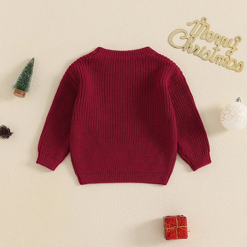 Baby kersttrui - Rendier en letter borduurwerk - Lange mouwen - Warme winterpullover - Bivakshop