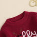Baby kersttrui - Rendier en letter borduurwerk - Lange mouwen - Warme winterpullover - Bivakshop
