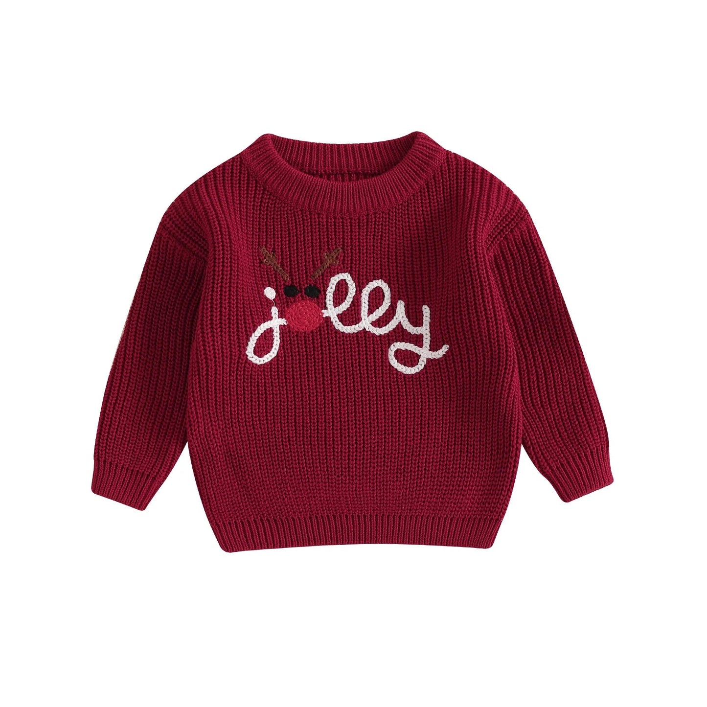 Baby kersttrui - Rendier en letter borduurwerk - Lange mouwen - Warme winterpullover - Bivakshop