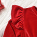 Baby meisjes kerst romper - Fluweel met terry trim - Lange mouwen en kerstmuts - Bivakshop
