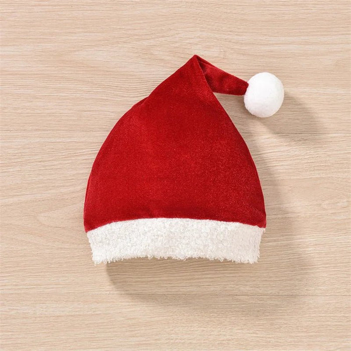 Baby meisjes kerst romper - Fluweel met terry trim - Lange mouwen en kerstmuts - Bivakshop