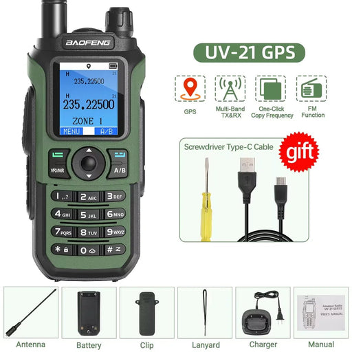 Baofeng UV - 21 Pro V2 walkietalkie – Krachtig multiband model – Groot bereik & type - c opladen - Bivakshop
