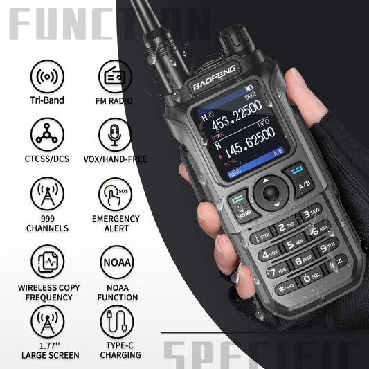 Baofeng UV - 21 Pro V2 walkietalkie – Krachtig multiband model – Groot bereik & type - c opladen - Bivakshop