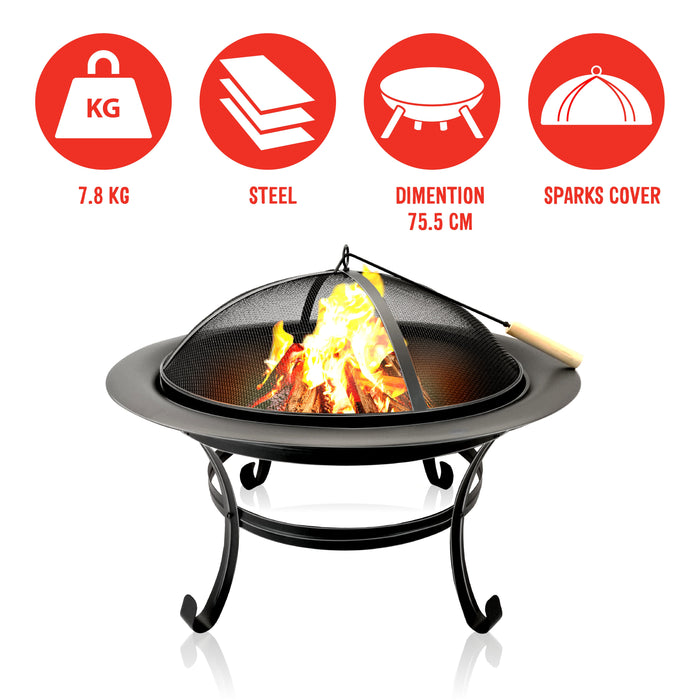 BBQ Collection - Vuurkorf XL – Ø 75,5 x 58,5 cm – Robuust Staal – Fire Bowl voor Tuin & Terras - Bivakshop