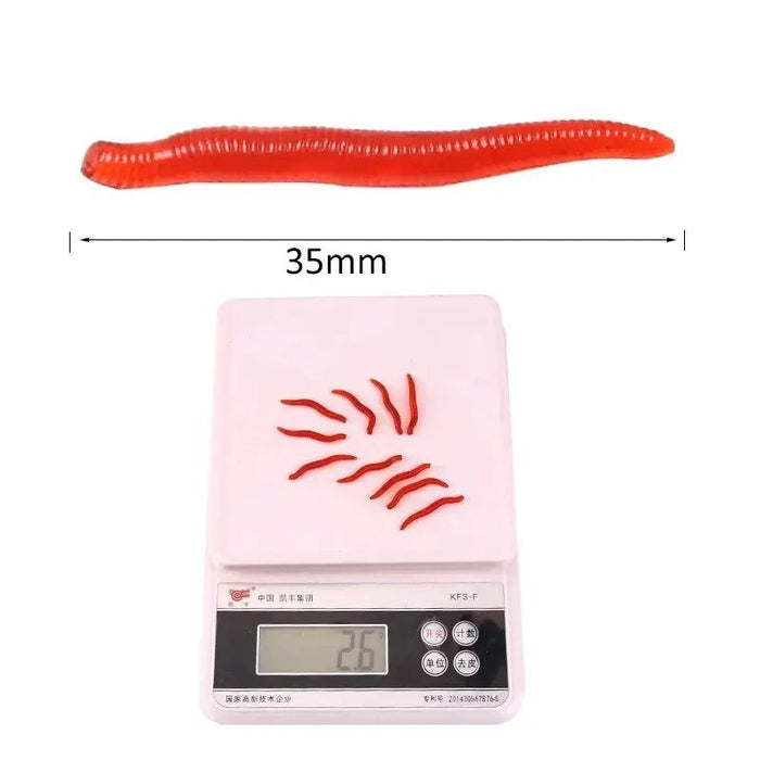 Bionic Rode Worm Lure (100 St.) – 3.5cm Realistische Siliconen Aas - Bivakshop