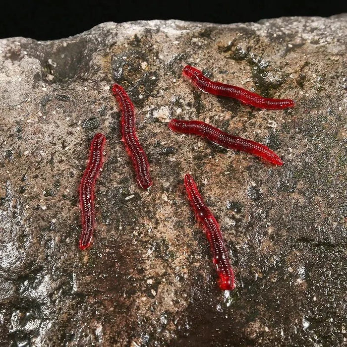 Bionic Rode Worm Lure (100 St.) – 3.5cm Realistische Siliconen Aas - Bivakshop