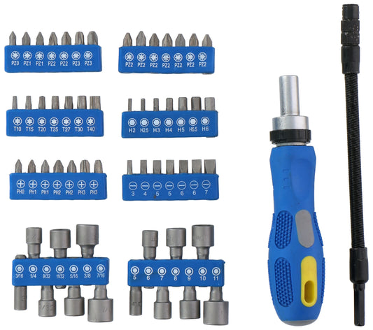 Bitset/Doppenset/Ratelset - 58 - delige kinzo gereedschapset - Ratel en flexibel verlengstuk - Bivakshop