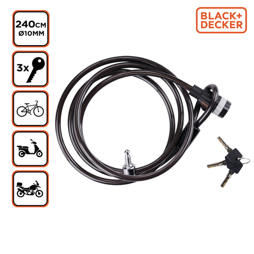 BLACK+DECKER - Kabelslot – Ø10 mm x 240 cm – zwart - Bivakshop
