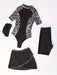 Bloemenprint badpak met rits - 4 delige set met zwemshorts - Cover up en zwemhoed - Bivakshop