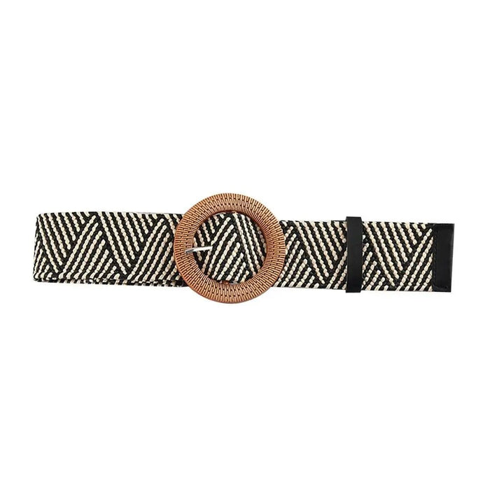 Boho gevlochten stro riem – Elastische brede tailleband casual zomerstijl – Dames accessoire - Bivakshop