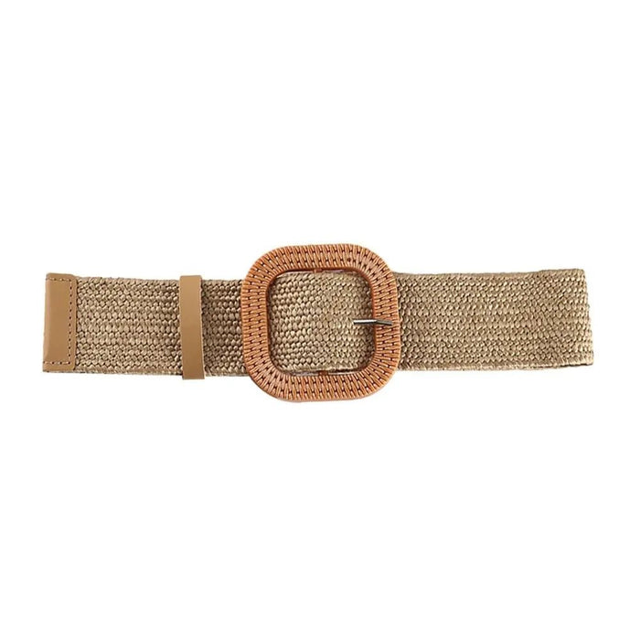 Boho gevlochten stro riem – Elastische brede tailleband casual zomerstijl – Dames accessoire - Bivakshop