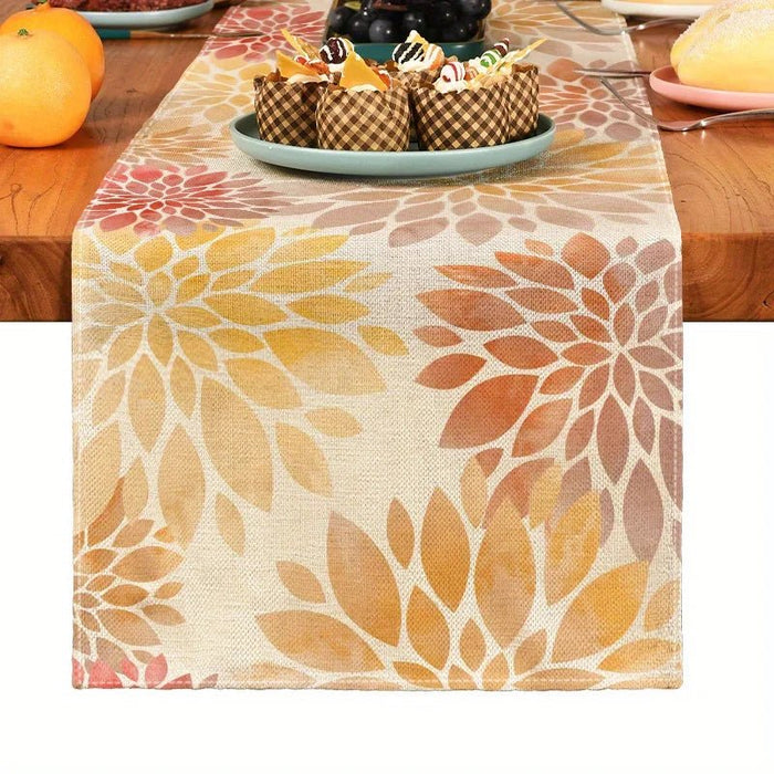 Boho Planten Tafelloper – Natuurlijke Linnen Look – Botanische Tafeldecoratie voor een Warm Interieur - Bivakshop