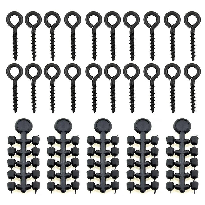 Boilie Screws & Rubber Stoppers Set (70x) – Rig Componenten - Bivakshop