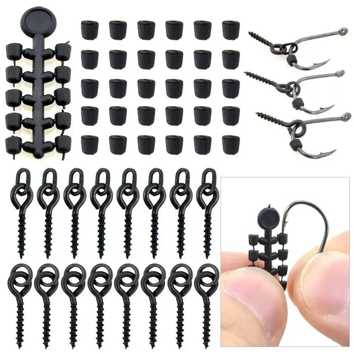 Boilie Screws & Rubber Stoppers Set (70x) – Rig Componenten - Bivakshop