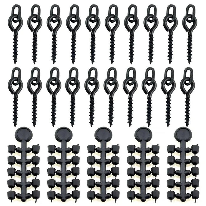 Boilie Screws & Rubber Stoppers Set (70x) – Rig Componenten - Bivakshop