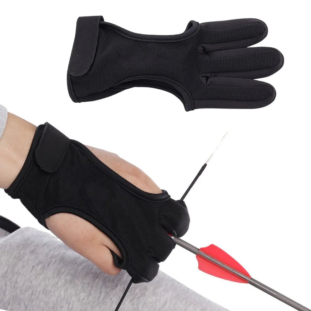 Boogschiet handschoen - Beschermende drievinger handschoen voor recurveboog en handboogschieten - Bivakshop