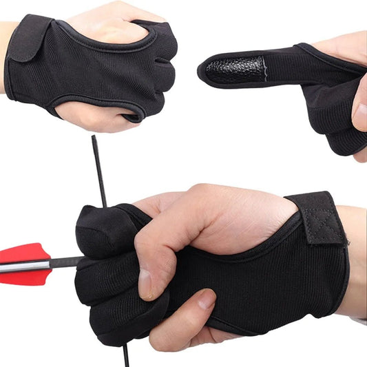 Boogschiet handschoen - Beschermende drievinger handschoen voor recurveboog en handboogschieten - Bivakshop