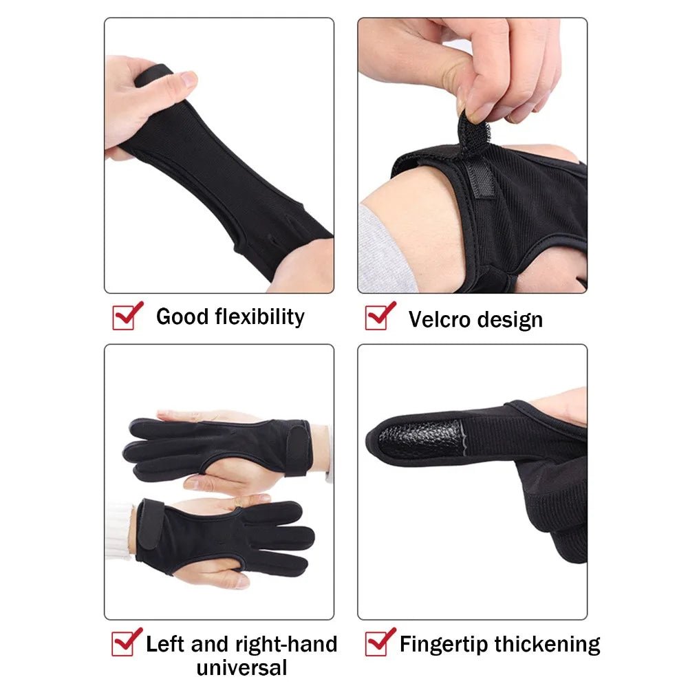 Boogschiet handschoen - Beschermende drievinger handschoen voor recurveboog en handboogschieten - Bivakshop
