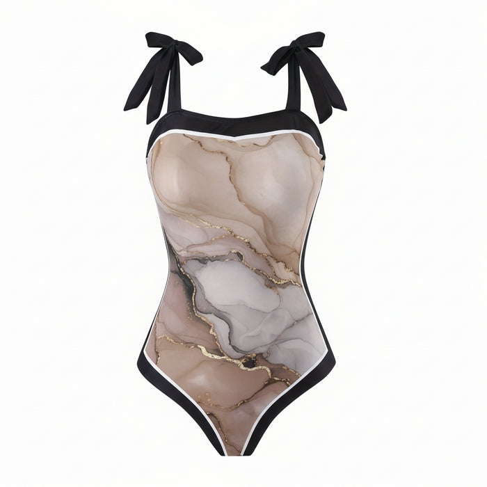 bruin marmer 2-delig badpak dames