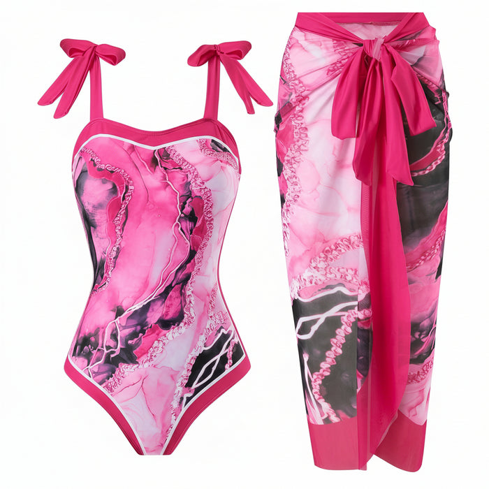 bruin marmer 2-delig badpak dames