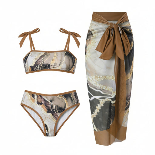 bruin marmer 2-delig badpak dames