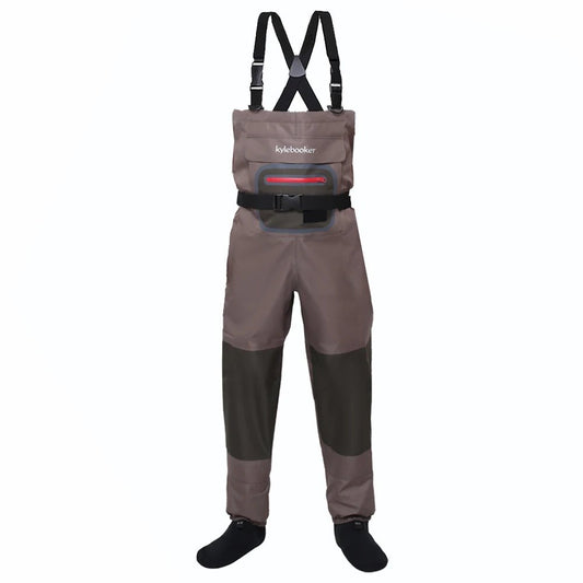 Bruine ademende vliegvis waadbroek – Lichtgewicht stockingfoot wader voor mannen & vrouwen - Bivakshop