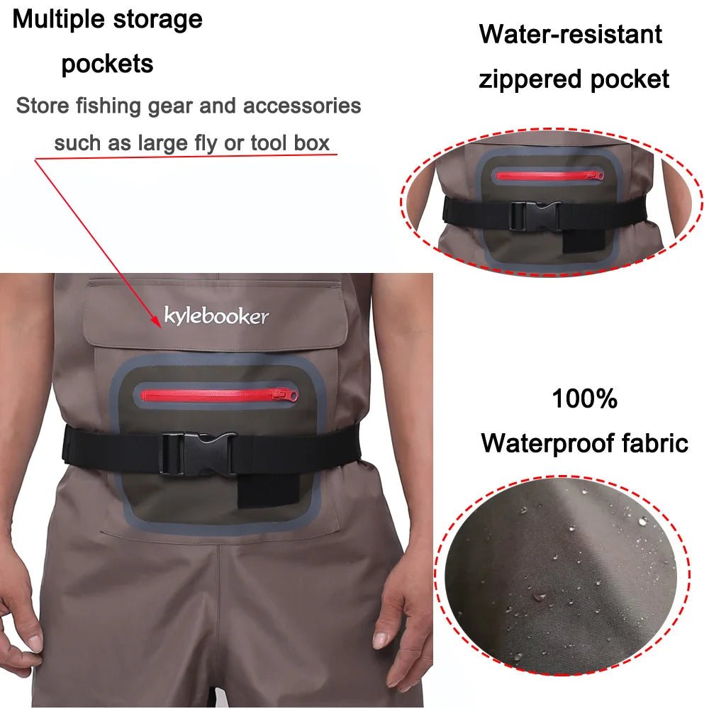 Bruine ademende vliegvis waadbroek – Lichtgewicht stockingfoot wader voor mannen & vrouwen - Bivakshop