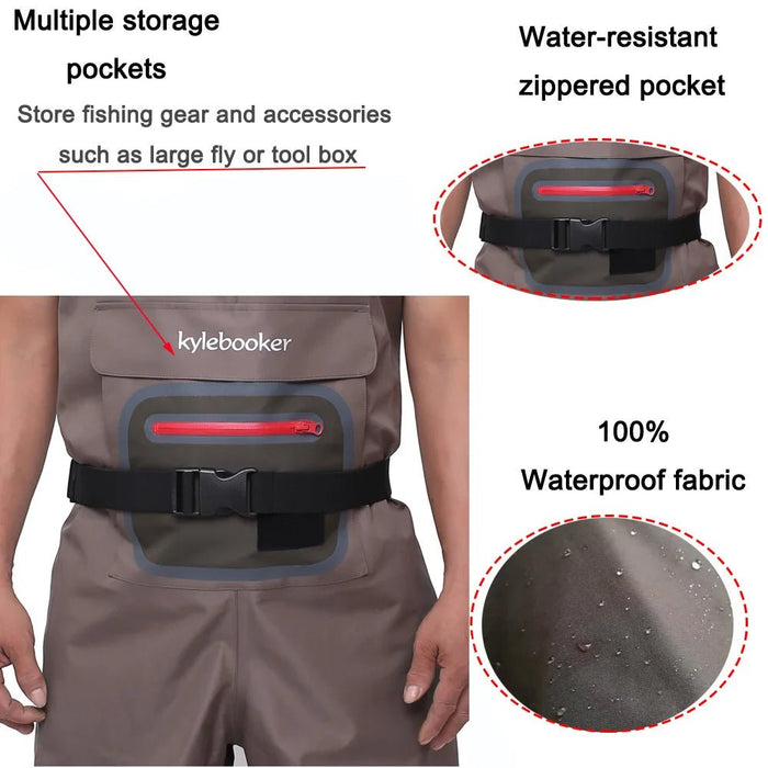 Bruine ademende vliegvis waadbroek – Lichtgewicht stockingfoot wader voor mannen & vrouwen - Bivakshop