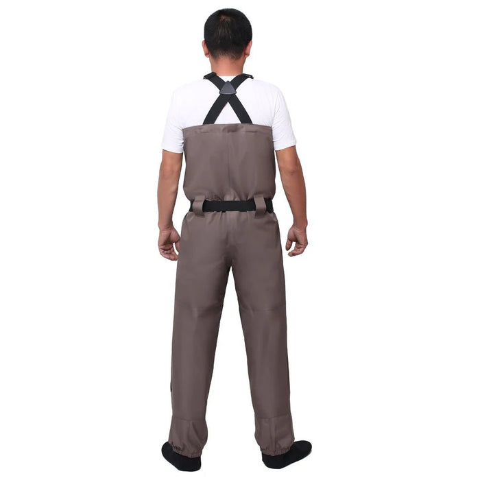 Bruine ademende vliegvis waadbroek – Lichtgewicht stockingfoot wader voor mannen & vrouwen - Bivakshop