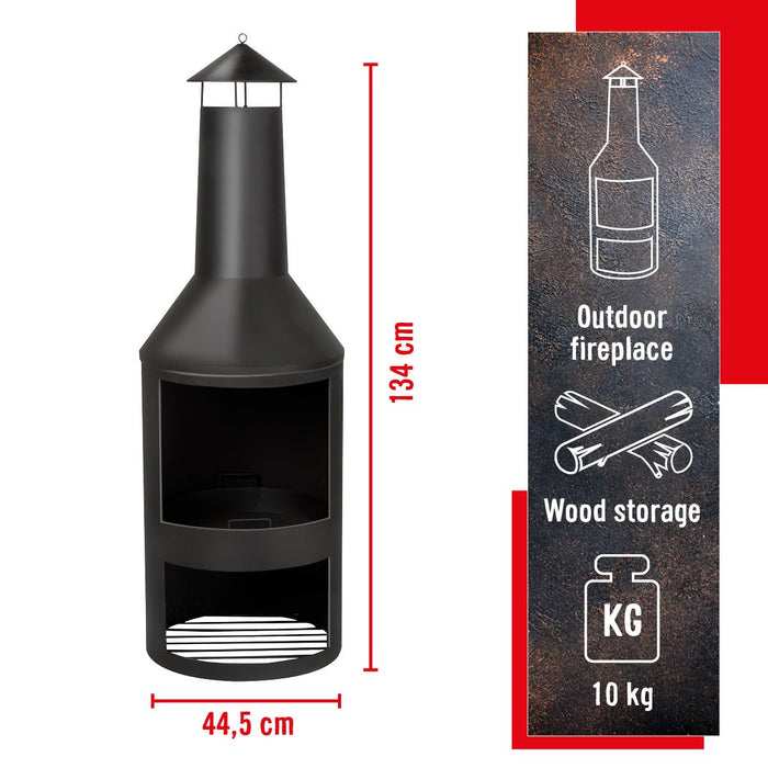 Buitenhaard met schoorsteen 134 × 44,5 × 44,5 cm – Modern & multifunctioneel - Bivakshop
