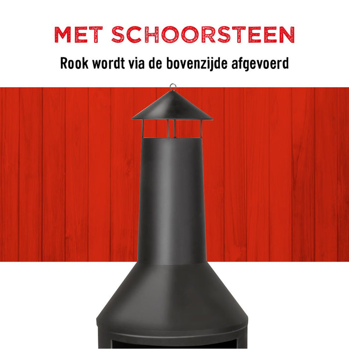 Buitenhaard met schoorsteen 134 × 44,5 × 44,5 cm – Modern & multifunctioneel - Bivakshop