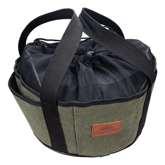 Canvas opbergtas voor barbecuepannen – Draagtas van dik canvas voor Dutch oven en kookgerei - Bivakshop