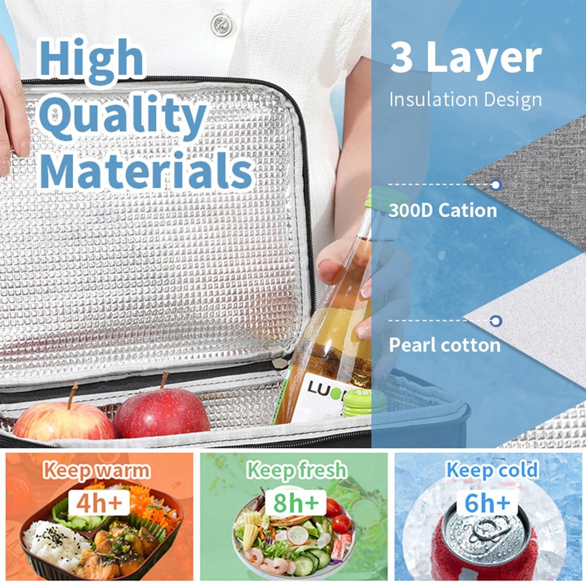 Capacity hand - held with shoulder strap insulated bag, lunch box bag, student thickened waterproof lunch bag。 - zmt - Bivakshop