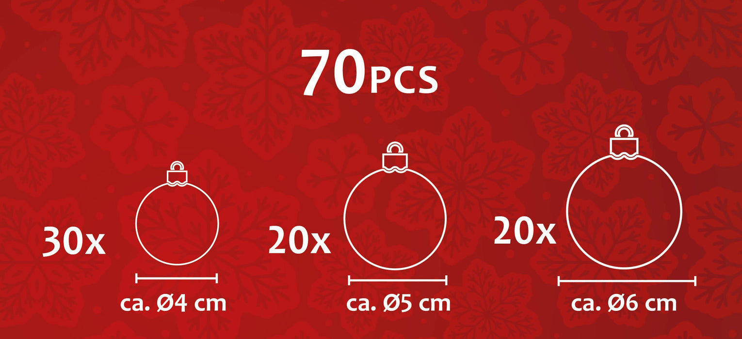 Christmas Gifts – Kerstballen Set Zilver (70 - delig) – Incl. Opbergbox - Bivakshop