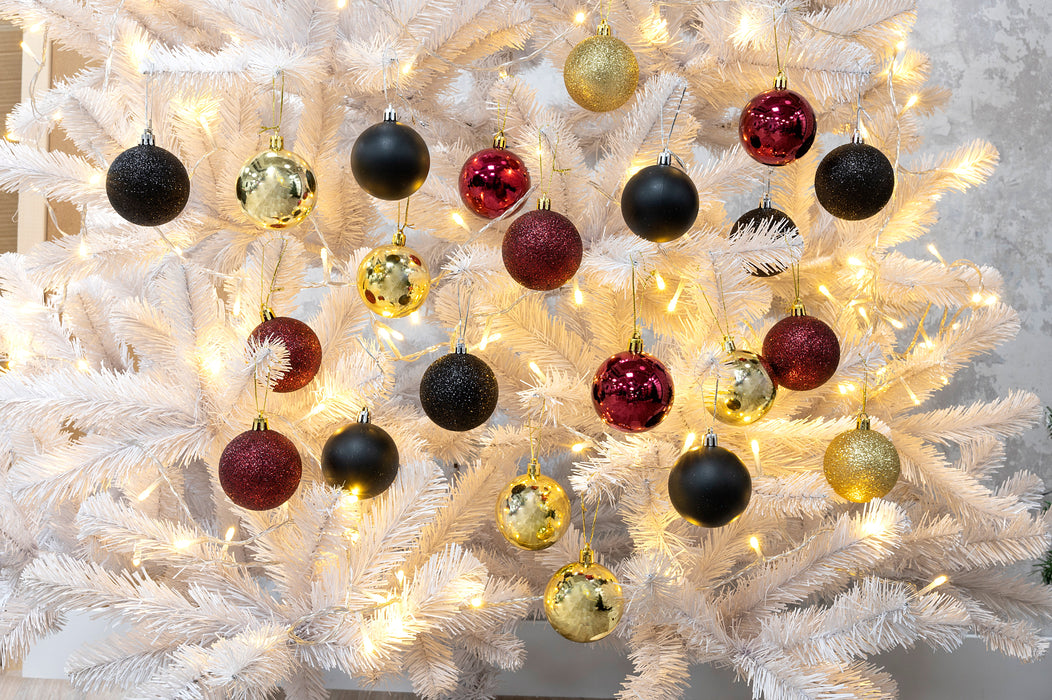 Christmas Gifts – Kerstballenset 50 stuks – Onbreekbaar – Rood, zwart & goud - Bivakshop