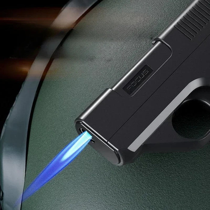 Clip Gun Type Butaan Gas Aansteker – Windproof jet vlam – 3 - in - 1 Sigarettenhouder – Blauw vuur – Mannen cadeau (zonder gas) - Bivakshop