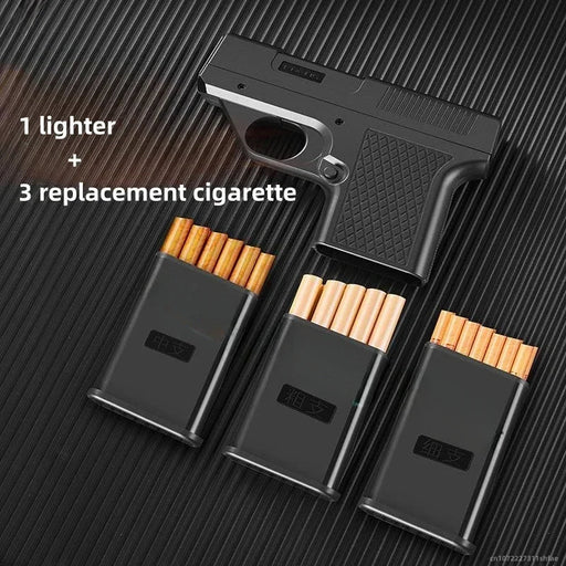 Clip Gun Type Butaan Gas Aansteker – Windproof jet vlam – 3 - in - 1 Sigarettenhouder – Blauw vuur – Mannen cadeau (zonder gas) - Bivakshop