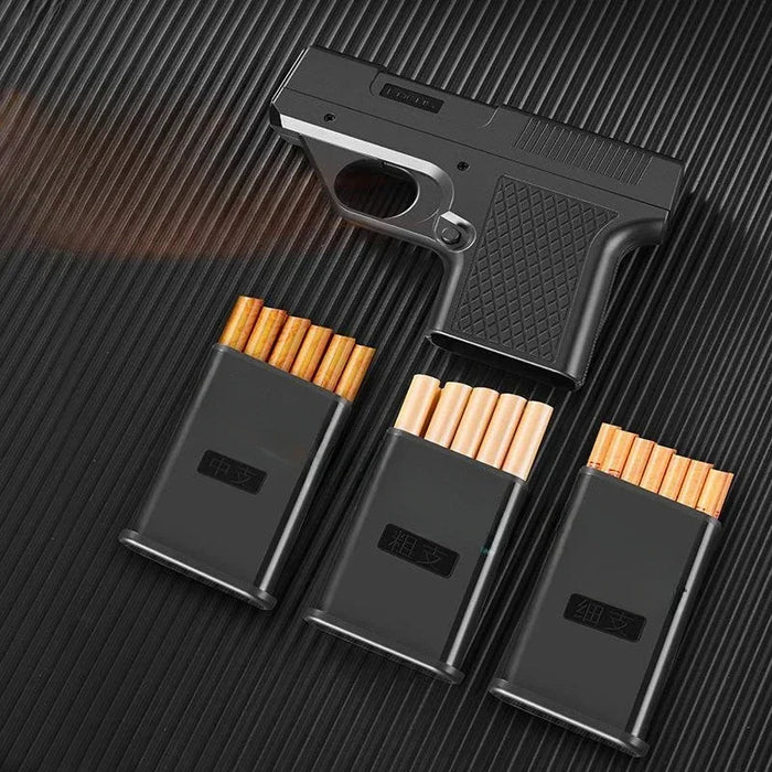Clip Gun Type Butaan Gas Aansteker – Windproof jet vlam – 3 - in - 1 Sigarettenhouder – Blauw vuur – Mannen cadeau (zonder gas) - Bivakshop