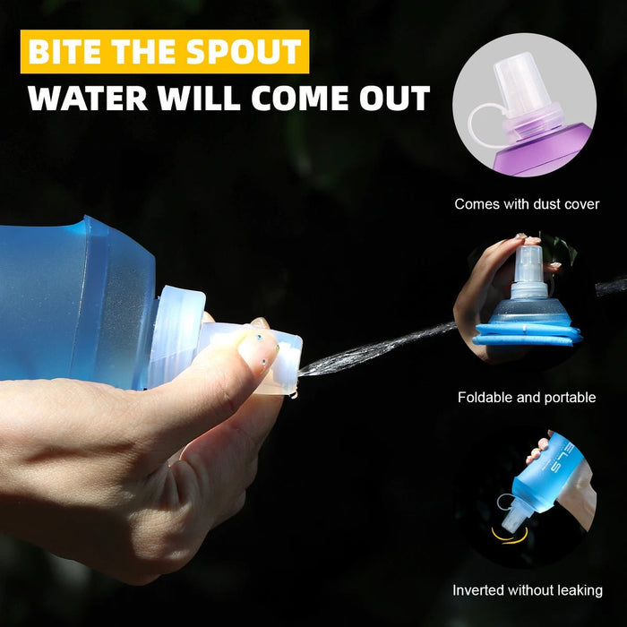 Compacte Soft Flask – Opvouwbare Waterfles met Brede Hals – Ultra - Lichtgewicht TPU Drinkfles voor Hardlopen & Trekking - Bivakshop