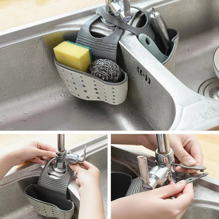 Creatieve keukenmand gootsteen afdruiprek - Sponsopberger, hangende organizer en zeef - Bivakshop