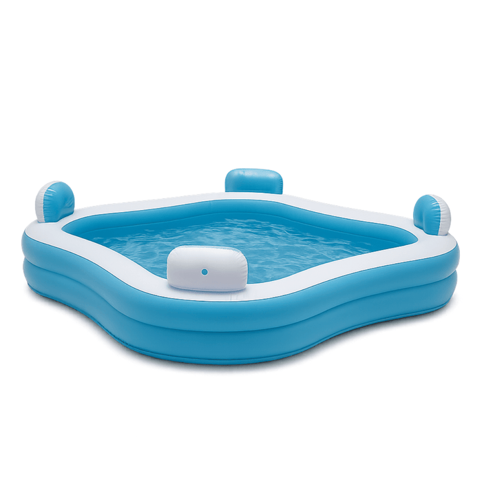 Creative Kids - Family Lounge Pool – 4 Zitplaatsen met Rugleuning – Comfortabel Opblaasbaar Gezinszwembad - Bivakshop