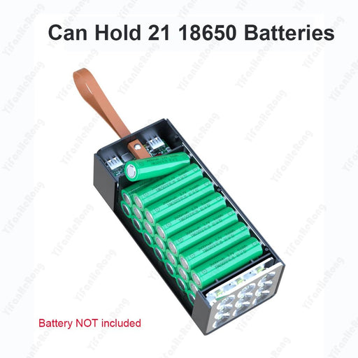 D21 18650 Power Bank Case – QC3.0 Snellader 15W – Opslag voor 21x 18650 Batterijen – Draadloos Opladen & Zaklamp - Bivakshop