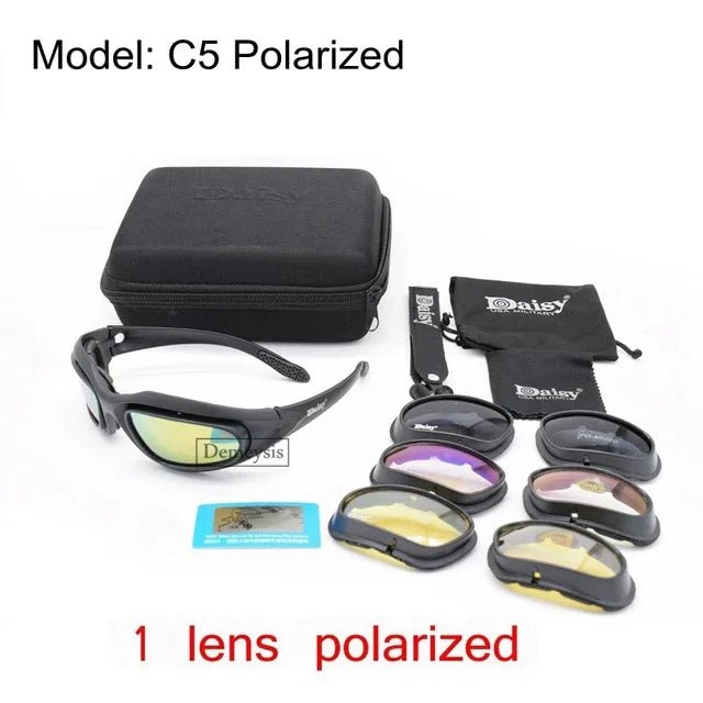 Daisy tactische gepolariseerde zonnebril - Outdoor sportbril met 4 lenzen en UV - bescherming - Bivakshop