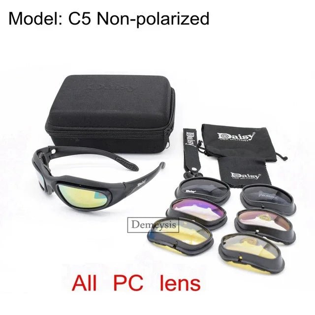 Daisy tactische gepolariseerde zonnebril - Outdoor sportbril met 4 lenzen en UV - bescherming - Bivakshop